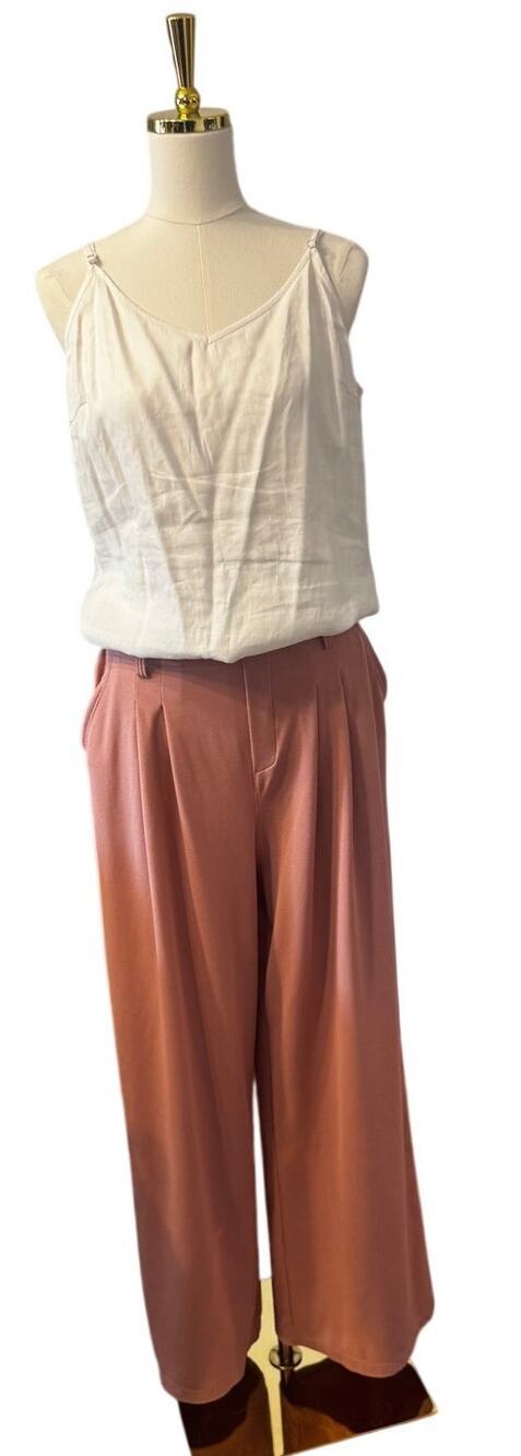 Halara Wide Leg Waffle Knit Pants Dusty Rose Pink Tall Large